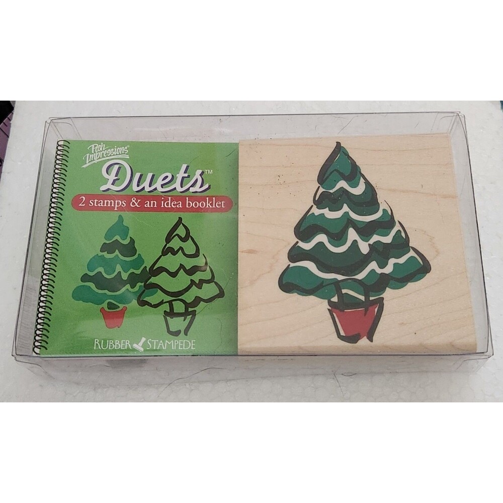 Christmas Stamp Kit Pine Tree Duet Rubber Stampede Posh Impressions Holiday New